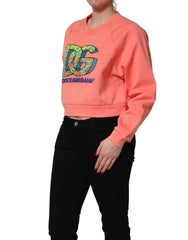 Dolce & Gabbana Pink Graphic Crew Neck Cropped Sweatshirt Sweater