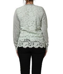 Dolce & Gabbana Green Button Down Silk Long Sleeve Cardigan Sweater