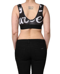 Dolce & Gabbana Black DG Love Yourself Sports Bra Cropped Top