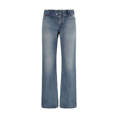 Alexander McQueen Blue Cotton Straight-Leg Jeans