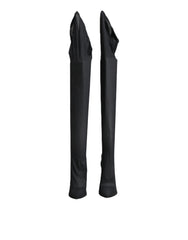 Dolce & Gabbana Black Stretch Socks Knee High Boots Shoes