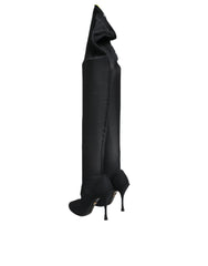 Dolce & Gabbana Black Stretch Socks Knee High Boots Shoes