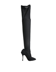 Dolce & Gabbana Black Stretch Socks Knee High Boots Shoes