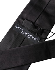 Dolce & Gabbana Brown Logo Embroidery Silk Adjustable Men Necktie Tie