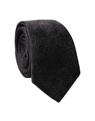 Dolce & Gabbana Black Solid 100% Silk Adjustable Men Tied Necktie Tie