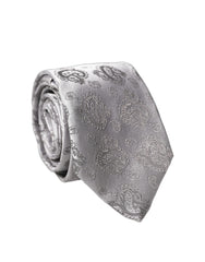 Dolce & Gabbana Silver Gray Paisley Silk Adjustable Men Tied Necktie Tie