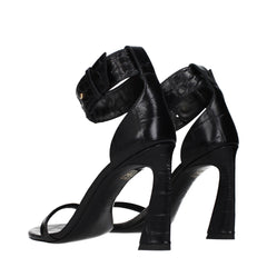 Versace Black Leather Stiletto Heel Sandals