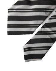Dolce & Gabbana Black White Stripes Silk Adjustable Women Necktie Tie