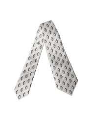 Dolce & Gabbana White Patterned Silk Adjustable Women Tied Necktie Tie