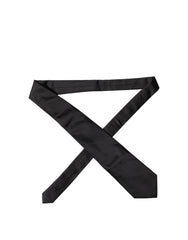 Dolce & Gabbana Black Solid Satin Silk Adjustable Women Necktie Tie