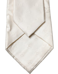 Dolce & Gabbana Off White Geometric Silk Adjustable Women Necktie Tie