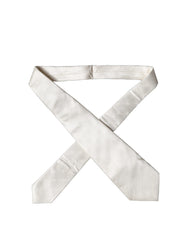 Dolce & Gabbana Off White Geometric Silk Adjustable Women Necktie Tie