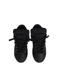 Dolce & Gabbana Black Leather Low Top Portofino Sneakers Shoes