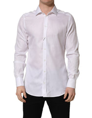 Dolce & Gabbana White Cotton Collared Dress Formal Men Shirt