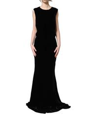 Dolce & Gabbana Black Viscose Velvet Floor Length Gown Dress