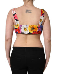 Dolce & Gabbana Multicolor Floral Cropped Bustier Tank Top
