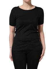 Dolce & Gabbana Black Cotton Round Neck Short Sleeves T-Shirt