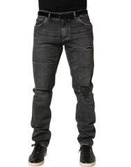 Dolce & Gabbana Dark Grey Distressed Mid Waist Denim Jeans