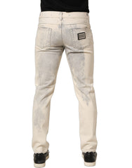 Dolce & Gabbana Beige Tie Dye Cotton Straight Men Denim Jeans