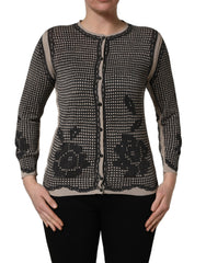 Dolce & Gabbana Black Floral Lace ButtonDownCardigan Sweater