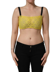 Dolce & Gabbana Yellow Black Leopard Faux Leather Bra Top