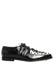 Dolce & Gabbana Black Leather Studded Formal Monk Strap Shoes
