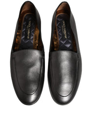 Dolce & Gabbana Silver Leather DG Logo Slip On Loafers Shoes