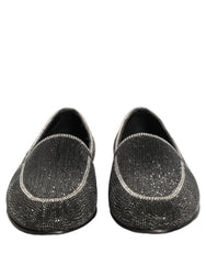 Dolce & Gabbana Black Crystal Embellished Men Loafers Shoes