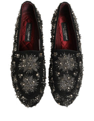 Dolce & Gabbana Black Crystal Embellished Dress Loafers Shoes