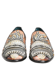 Dolce & Gabbana Multicolor Brocade Sequin Dress Loafers Shoes