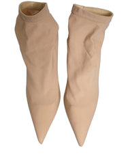 Dolce & Gabbana Beige Stretch Socks Heels Ankle Boots Shoes