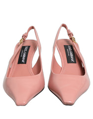 Dolce & Gabbana Pink Leather Mid Heels Slingbacks Shoes