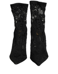 Dolce & Gabbana Black Socks Taormina Lace Pumps Boots Shoes