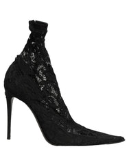Dolce & Gabbana Black Socks Taormina Lace Pumps Boots Shoes