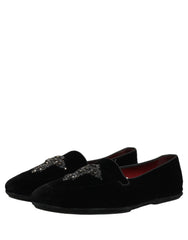 Dolce & Gabbana Black Suede Embellished Dress Loafers Shoes