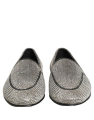 Dolce & Gabbana Silver Crystal Embellished Men Loafers Shoes