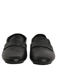Dolce & Gabbana Black Deerskin Leather Driver Loafers Shoes