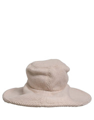 Dolce & Gabbana Women Beige Wool Knit Wide Brim Bucket Capello Hat