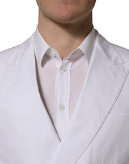 Dolce & Gabbana White Cotton Double Breasted Blazer Jacket