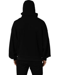Dolce & Gabbana Black Cotton Men Hooded FullZip Bomber Jacket