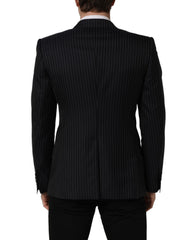 Dolce & Gabbana Black Stripes Wool Double Breasted Jacket