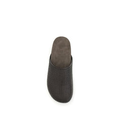 Brunello Cucinelli Brown Calf Leather Bos Taurus Slides