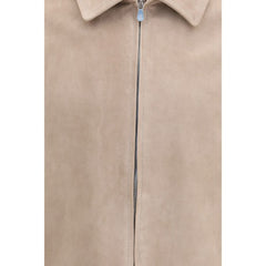 Brunello Cucinelli Beige Calf Leather Bos Taurus Leather Jacket