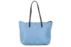 Versace Portuna Medusa Medium Cornflower Blue Nylon Leather Tote Bag Purse