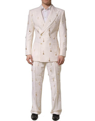 Dolce & Gabbana White Wool Slim Fit Formal 2 Piece Men Suit