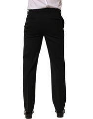 Dolce & Gabbana Black Wool Tapered Men Dress Trouser Pants