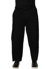 Dolce & Gabbana Black Mid Waist Straight Men Trouser Pants