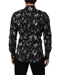 Dolce & Gabbana Black Jazz Club Cotton GOLD Fit Dress Shirt
