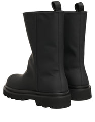 Dolce & Gabbana Black Leather Mid Calf Chunky Men Boots Shoes