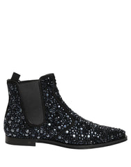 Dolce & Gabbana Black Embellished Chelsea Ankle Boots Shoes